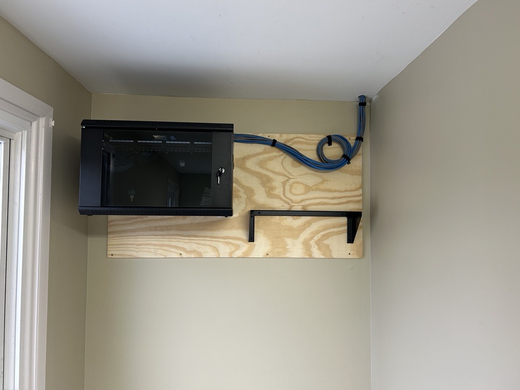 Mounted network cabinet installation